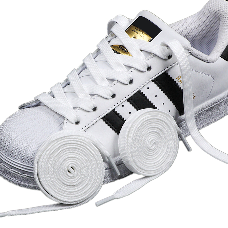 Adidas Shoes Superstar - 1 زوج أسود أبيض أربطة أحذية