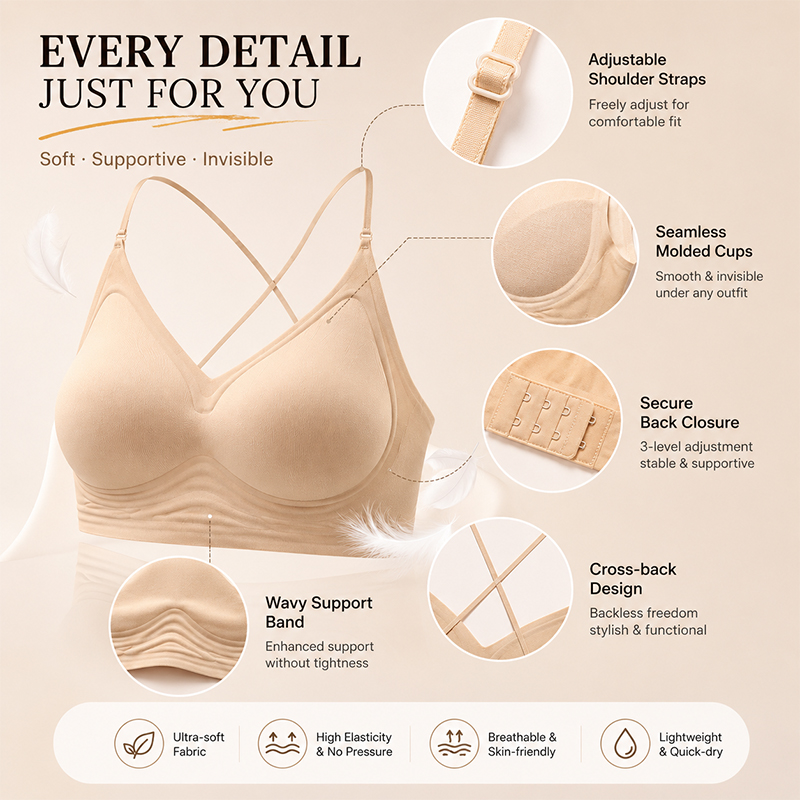 حمالة صدر FINETOO بدون خياطة م - مراجعة Sleep Bra Bralette وسعره